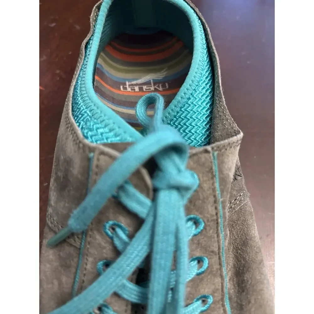 Dansko Elise Suede Comfort Shoes 39 Gray Turquoise 4401952000 US 8.5